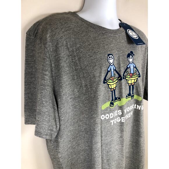 New Life Is Good Unisex T Shirt Size XXL Foodies Working Together Gray - Picture 4 of 13